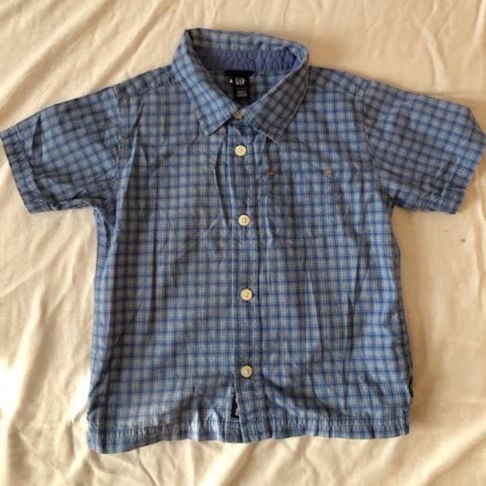 Little Boy's Light Blue Plaid Button Up